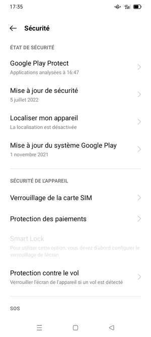 Faites défiler et sélectionnez Verrouillage de la carte SIM