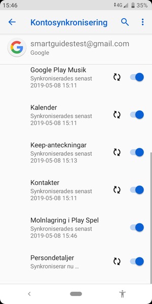 Din information kommer att synkroniseras