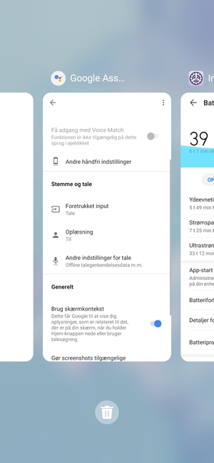 Vælg Slet-ikonet for at lukke alle åbne apps
