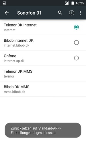 Ihr Handy wird auf Standard-Einstellungen für Internet und MMS zurückgestellt