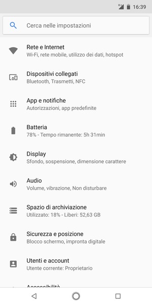 Seleziona Rete e Internet