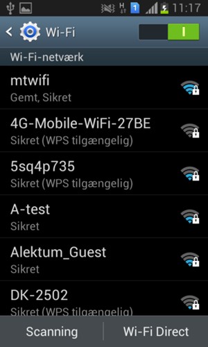 Du er nu tilsluttet Wi-Fi netværket