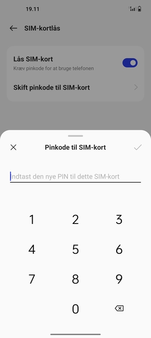 Indtast din Nye pinkode til SIM-kort og vælg OK