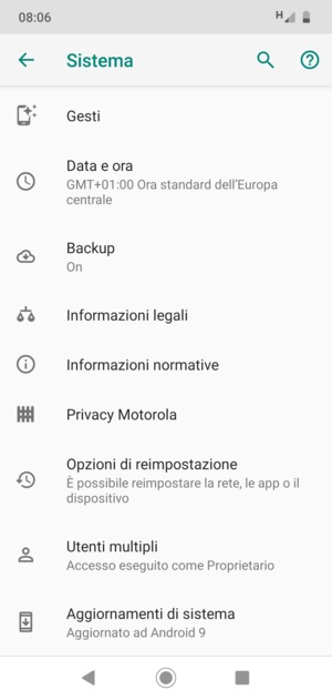 Scorri e seleziona Aggiornamenti di sistema
