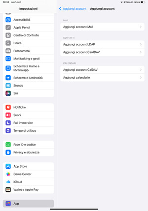 Seleziona Aggiungi account Mail