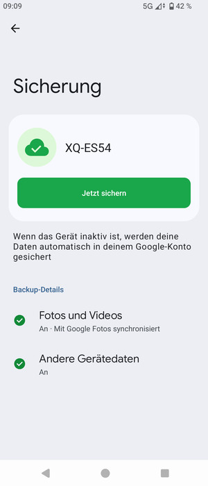 Wählen Sie Jetzt sichern