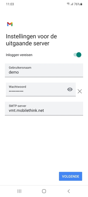 Voer Uitgaand serveradres in
