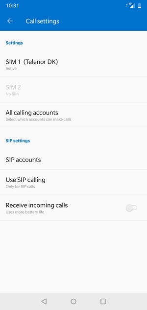 Select SIM 1 or SIM 2