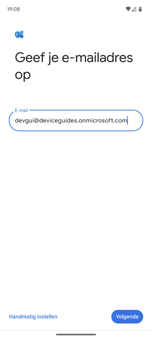 Voer uw e-mailadres in en selecteer Handmatig instellen
