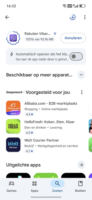 Wacht tot het installatieproces beëindigd is