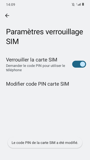 Votre code PIN de la carte SIM a été modifié
