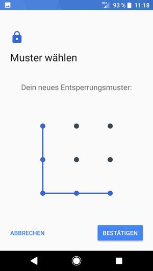 Zeichnen Sie das Entsperrmuster erneut und wählen Sie BESTÄTIGEN