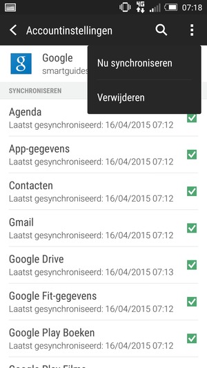 Selecteer de Menu-knop en selecteer Nu synchroniseren