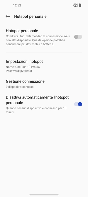 Seleziona Impostazioni hotspot