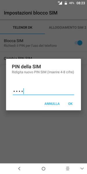 Conferma il nuovo PIN della scheda SIM e seleziona OK