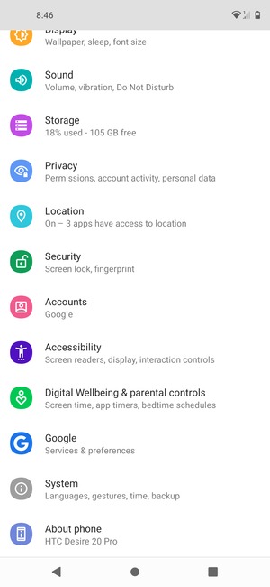 Scroll to and select System