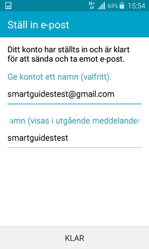 Ge ditt konto ett namn och ange ditt namn. Välj KLAR