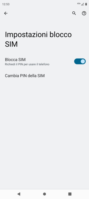 Seleziona Cambia PIN della SIM