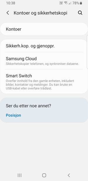 Velg Sikkerh.kop. og gjenoppr.