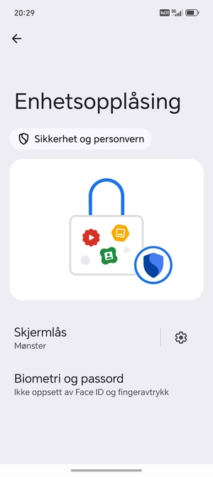 Telefonen din er nå sikret med en skjermlås