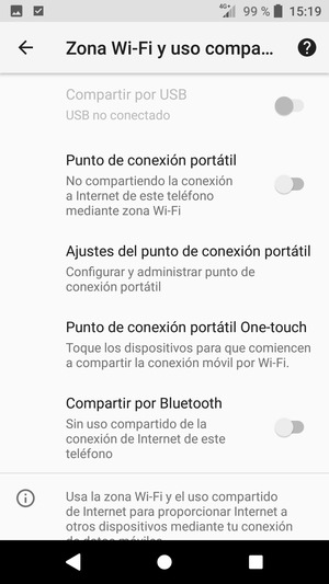 Seleccione Ajustes del punto de conexión portátil