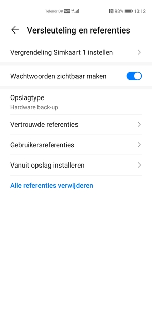 Selecteer Vergrendeling Simkaaart instellen