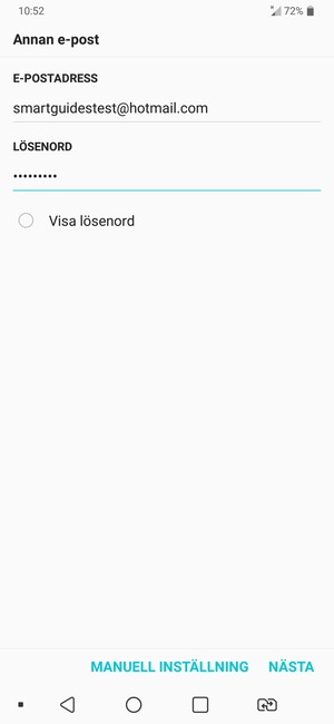 Ange din e-postadress och lösenord. Välj NÄSTA