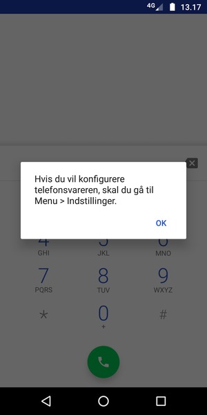 Hvis din telefonsvarer ikke er sat op, vælg OK