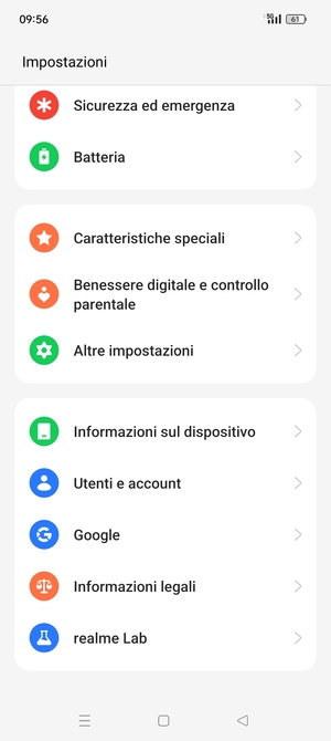 Scorri e seleziona Utenti e account