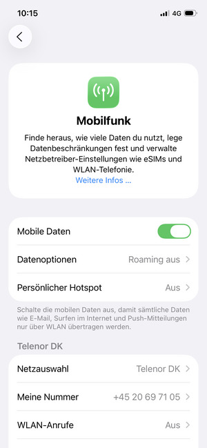 Wählen Sie Datenoptionen
