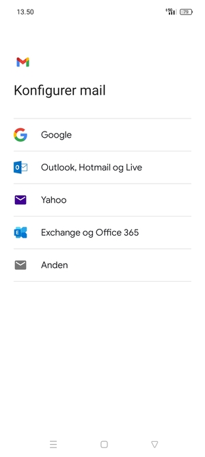 Vælg Exchange og Office 365