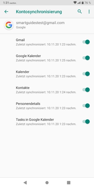 Stellen Sie sicher, dass Kontakte ausgewählt ist