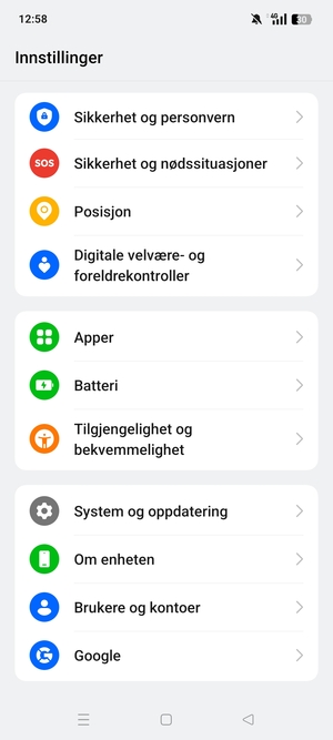 Bla til og velg Sikkerhet og personvern