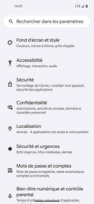 Faites défiler et sélectionnez Localisation
