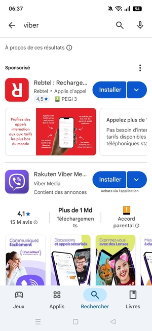 Sélectionnez l'appli
