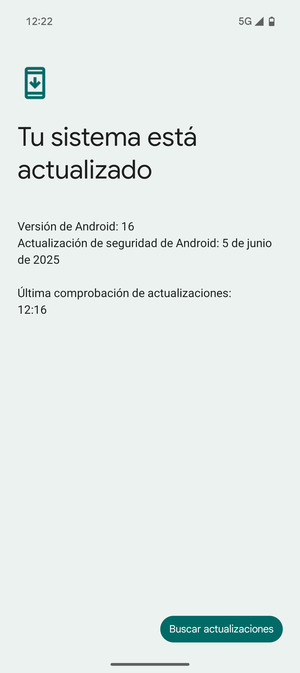 Si su teléfono está actualizado, verá la siguiente pantalla