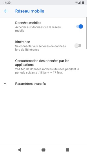 Sélectionnez Paramètres avancés