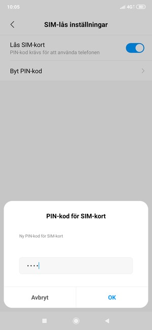Ange din Nya PIN-kod för SIM-kort och välj OK
