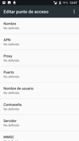 Introduzca la información de MMS