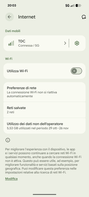 Attiva Utilizza Wi-Fi