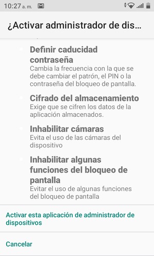 Desplácese y seleccione Activar esta aplicación de administrador de dispositivos