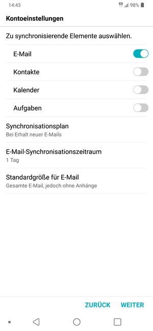 Wählen Sie WEITER