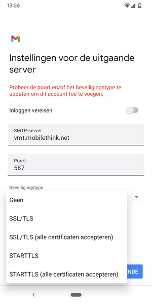 Selecteer Geen
