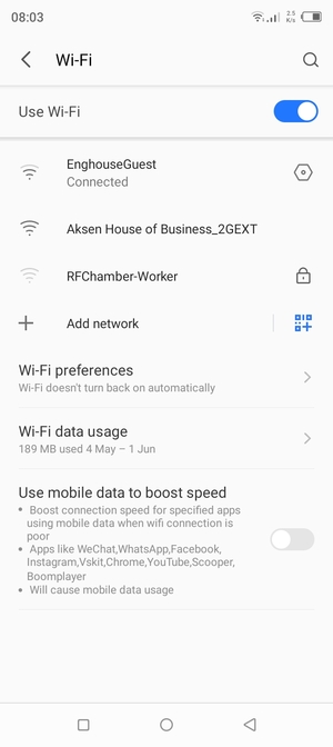 You are now connected to the Wi-Fi network