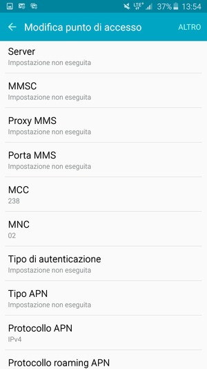 Scorri verso il basso e inserisci le informazioni degli MMS