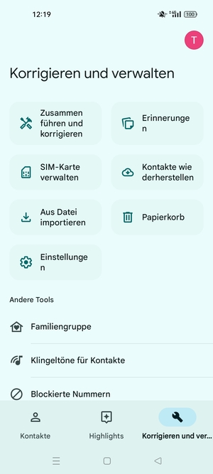 Wählen Sie SIM-Karte verwalten