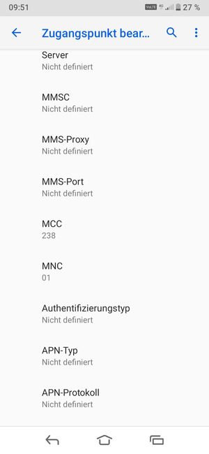 Scrollen Sie nach unten und geben Sie Internetinformationen ein