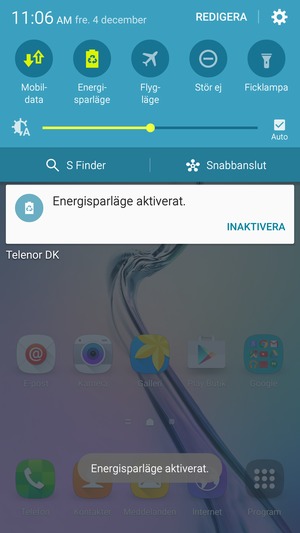 Aktivera Energisparläge