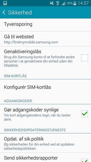 Scroll til og vælg Konfigurér SIM-kortlås