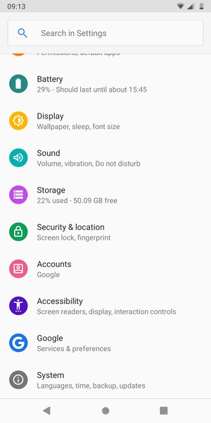 Scroll to and select System